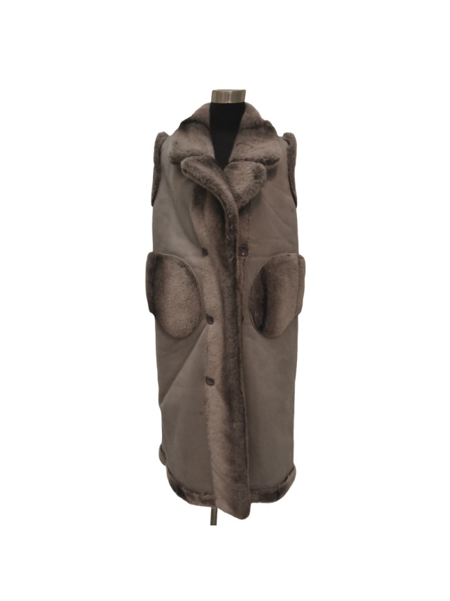 Gilet in ecopelliccia double face -...