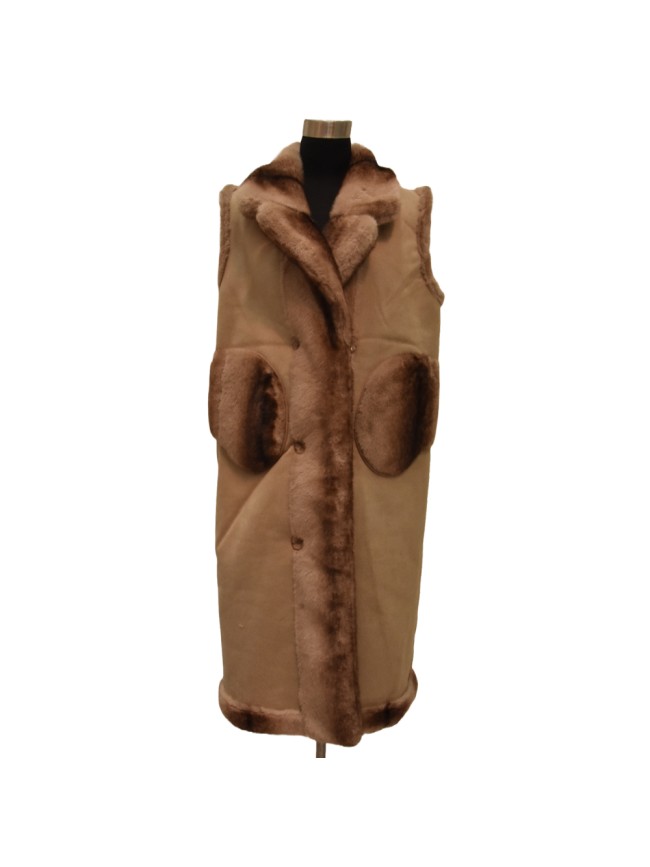 Gilet in ecopelliccia double face -...