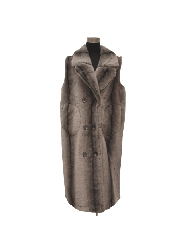 Gilet in ecopelliccia double face -...