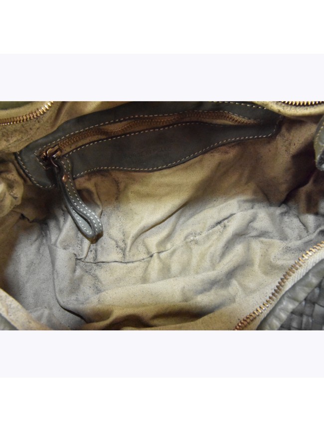 Woven vintage Leather hand bag with...