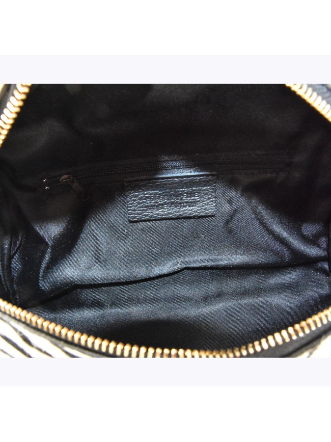 Leather fur handbag with shoulder...