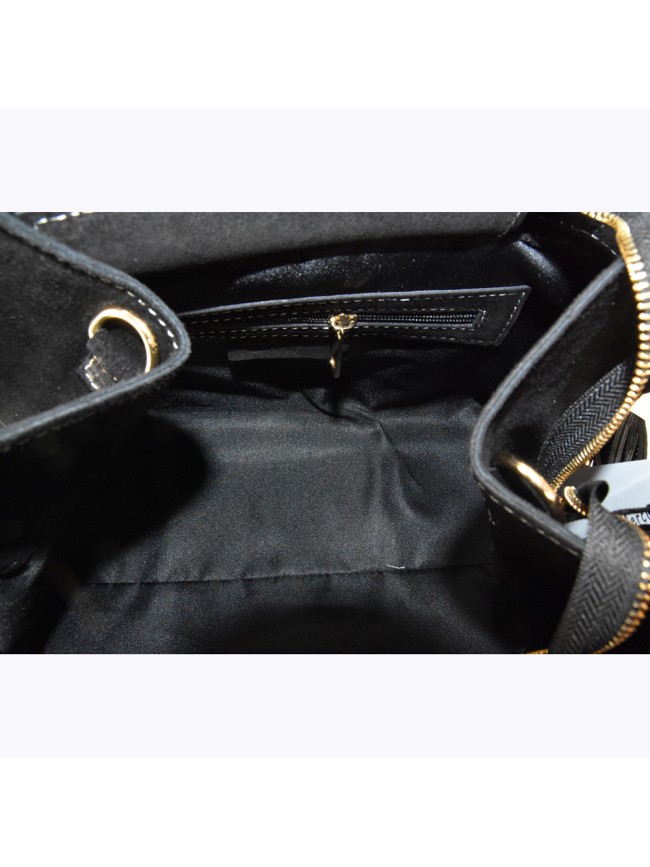 Leather handbag with shoulder strap -...