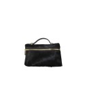 Leather fur handbag with shoulder strap - PB27829
