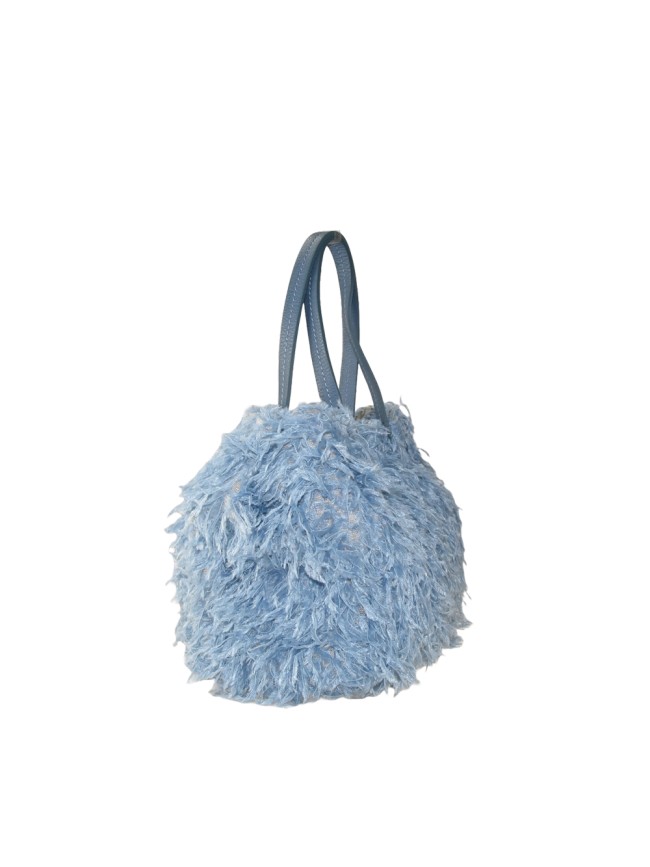 Woman leather & textile shoulder bag...