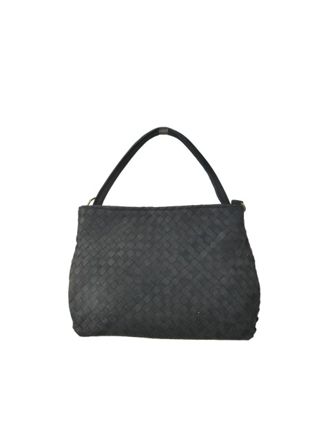 Woven leather handbag with...