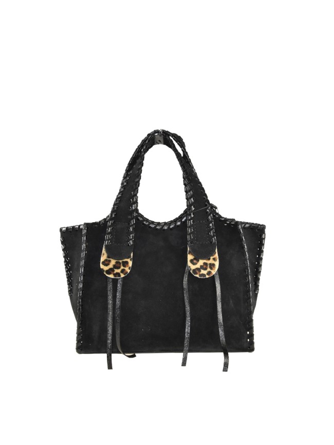 Leather handbag with shoulder strap -...