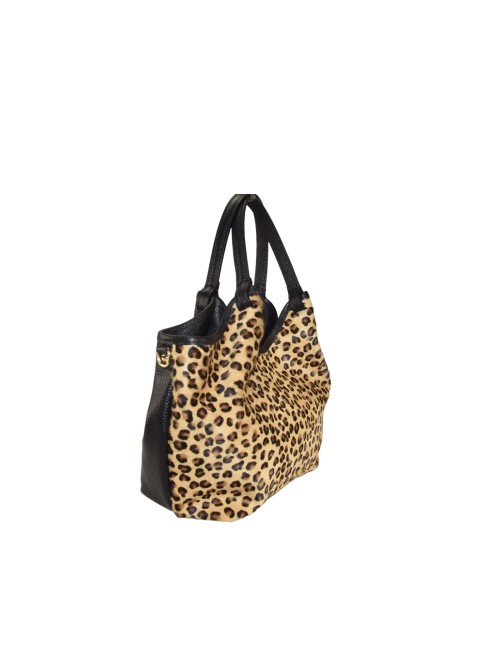 Leather fur handbag with... 2