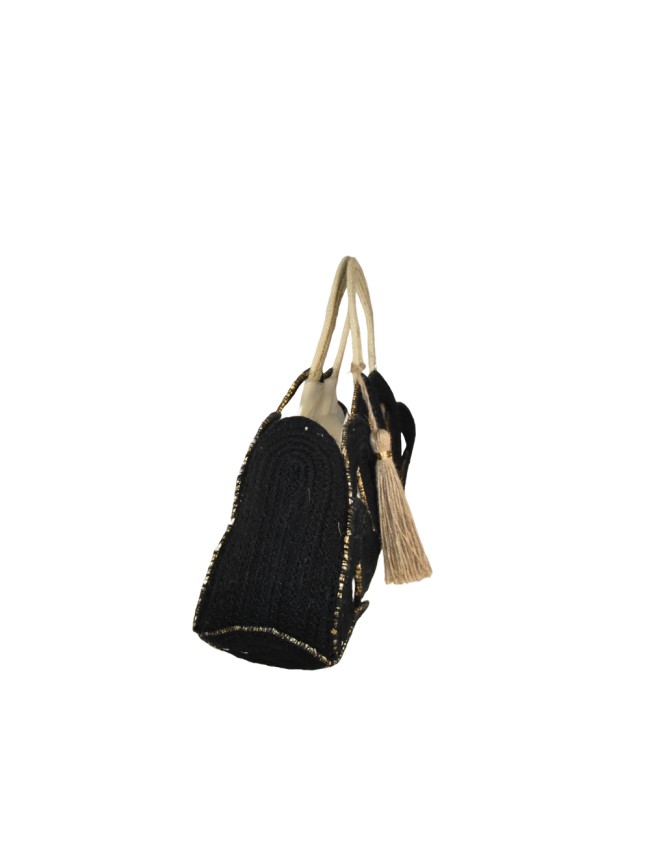 Hemp hand bag with shoulder strap -...