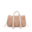 Hemp & lace hand bag with shoulder strap - PF759