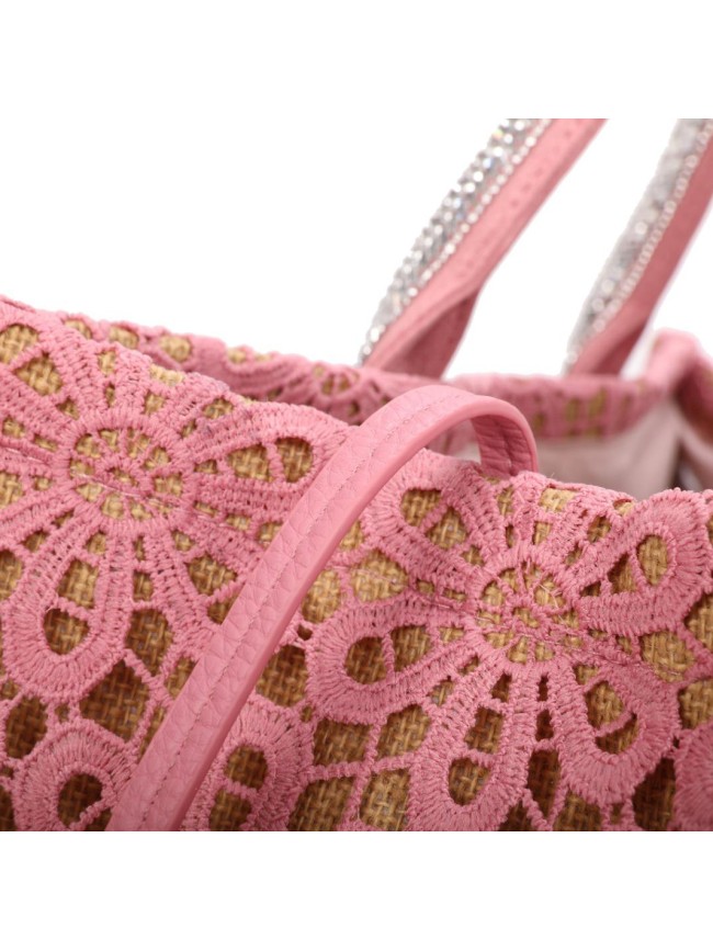 Hemp & lace hand bag with shoulder...