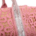 Hemp & lace hand bag with shoulder strap - PF759