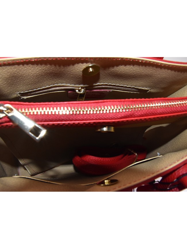 Leather hand bag 100% made Italy -...