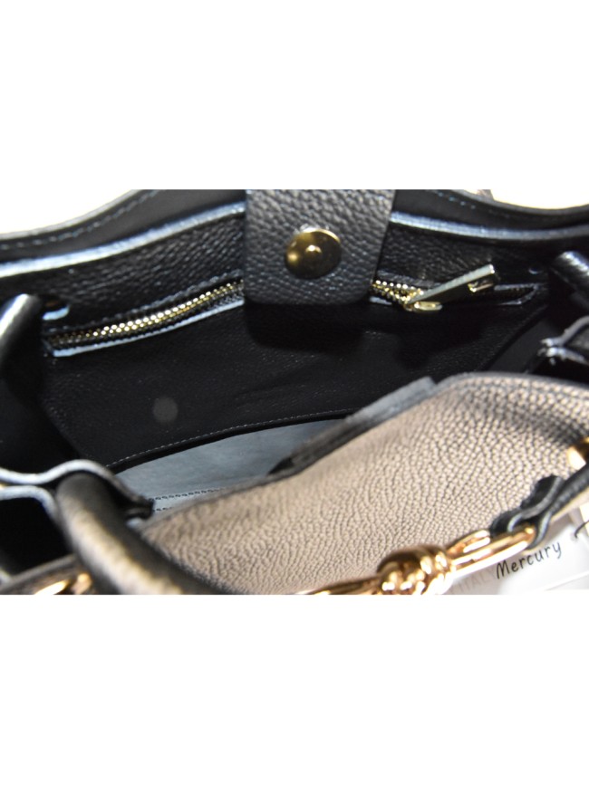 Leather handbag with shoulder strap -...