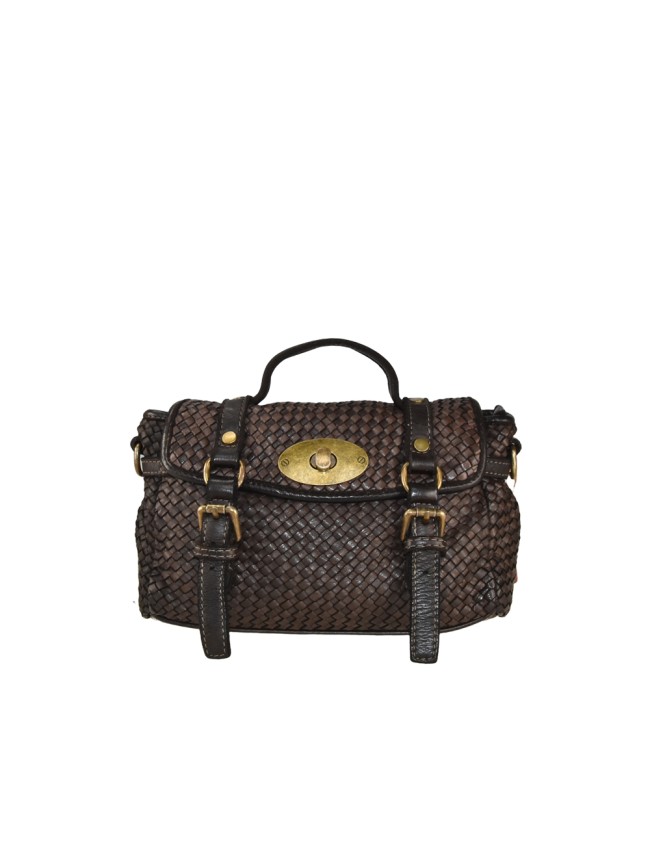 Woman vintage leather hand bag with...