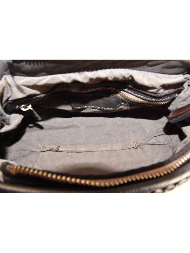 Woman vintage leather hand bag with...