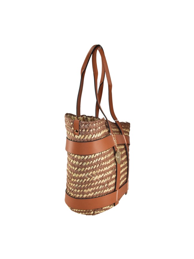 Borsa donna a spalla in paglia a rete...