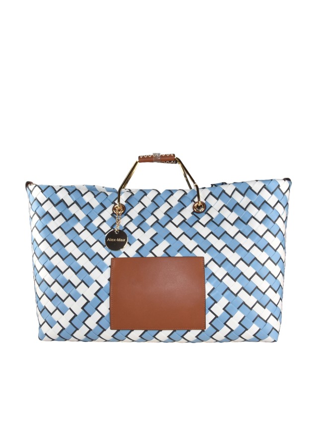 Woman woven synthetic leather hand...