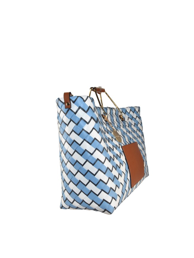 Woman woven synthetic leather hand...