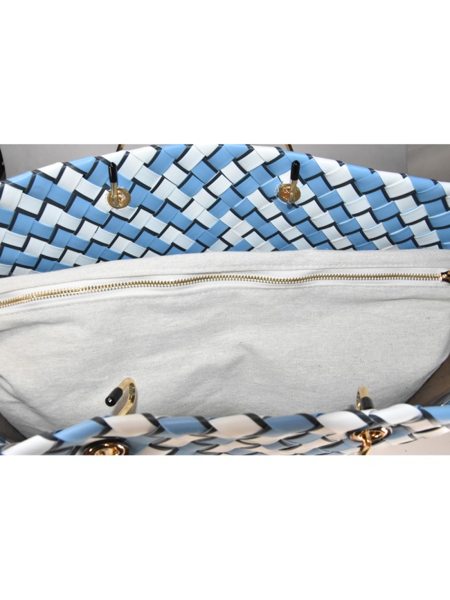 Woman woven synthetic leather hand...