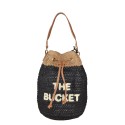 Borsa secchiello donna in raffia con tracolla - S050