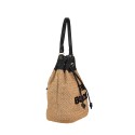 Borsa secchiello donna in raffia con tracolla - S050