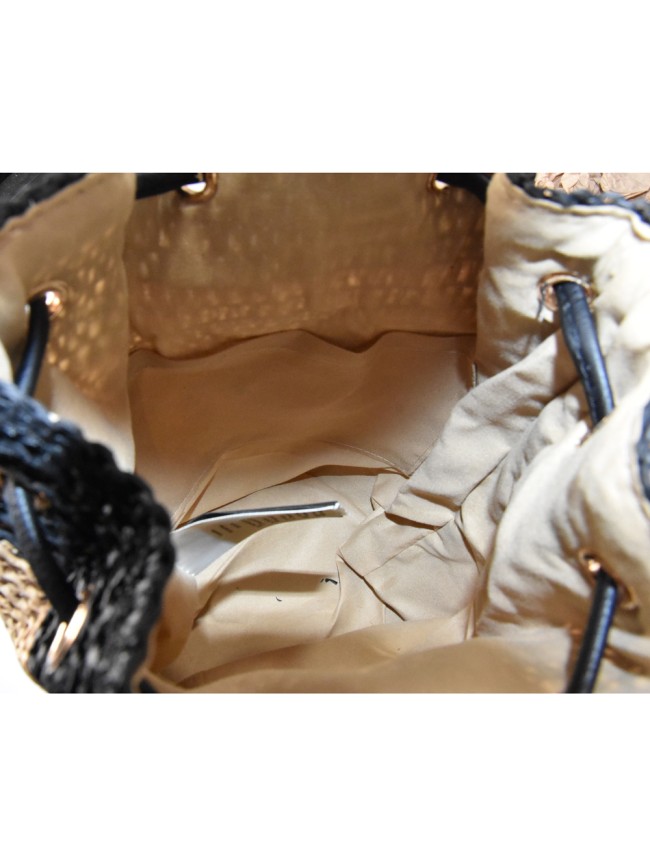 Borsa secchiello donna in raffia con...