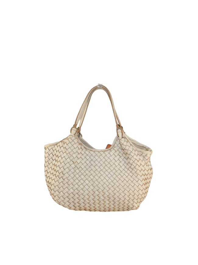 Woman washed woven leather bag - YC45850