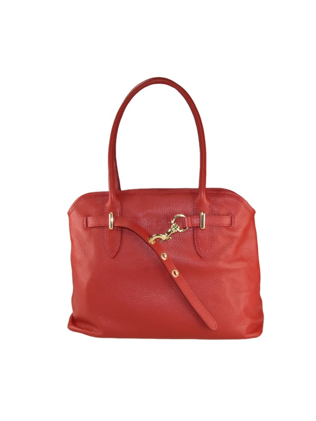 Leather shoulder bag with shoulder...