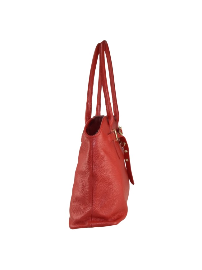 Leather shoulder bag with shoulder...