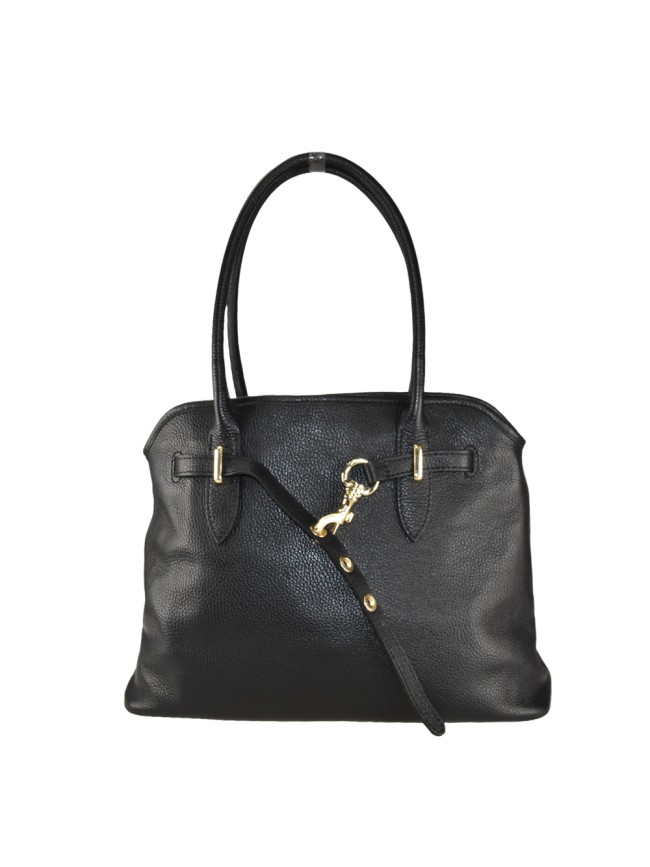 Leather shoulder bag with shoulder...
