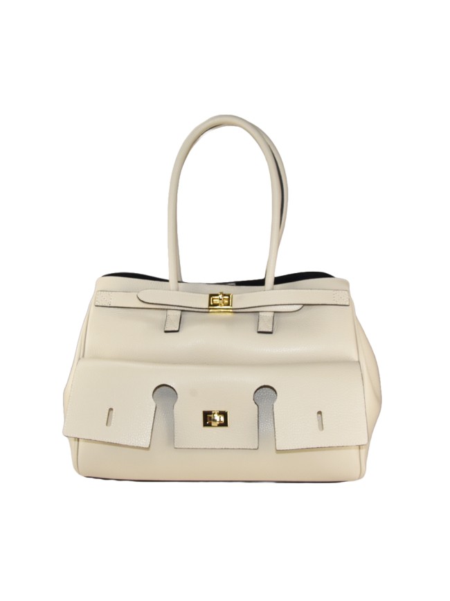 Leather shoulder bag with shoulder...