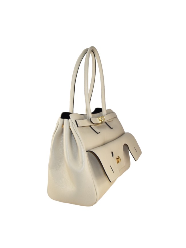 Leather shoulder bag with shoulder...