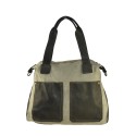 Woman vintage leather & kanvas shoulder bag - NL45850