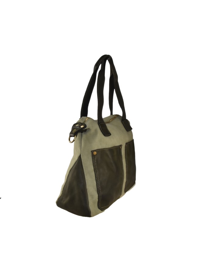 Woman vintage leather & kanvas...