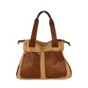 Borsa donna a spalla in vera pelle e kanvas vintage - NL45850