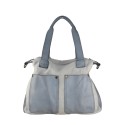 Borsa donna a spalla in vera pelle e kanvas vintage - NL45850