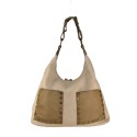 Woman vintage leather & kanvas shoulder bag - TS45850