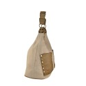 Borsa donna a spalla in vera pelle e kanvas vintage - TS45850