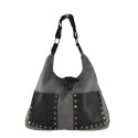 Borsa donna a spalla in vera pelle e kanvas vintage - TS45850