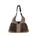 Borsa donna a spalla in vera pelle e kanvas vintage - TS45850