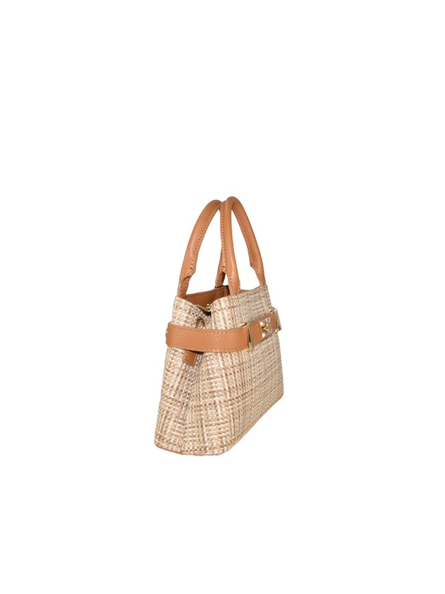 Borsa a mano  in pelle e raffia con...