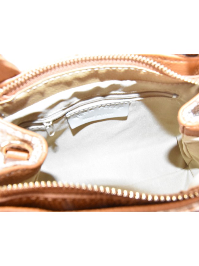 Borsa a mano  in pelle e raffia con...