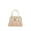 Borsa a mano  in pelle e raffia con tracolla - QN39843