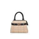 Borsa a mano  in pelle e raffia con tracolla - QN39843