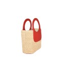 Borsa a mano in pelle e raffia con tracolla - RQ39843