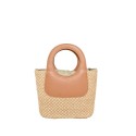Borsa a mano in pelle e raffia con tracolla - RQ39843