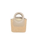 Borsa a mano in pelle e raffia con tracolla - RQ39843