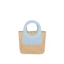 Borsa a mano in pelle e raffia con tracolla - RQ39843