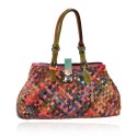 Borsa in pelle patchwork intrecciato 9068