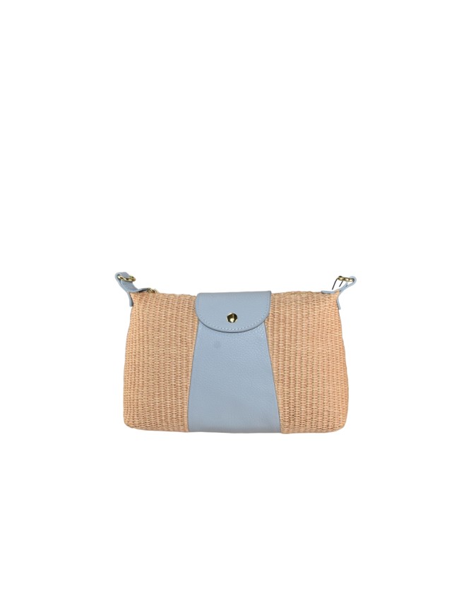 Woman leather & rafia shoulder bag - BG19821